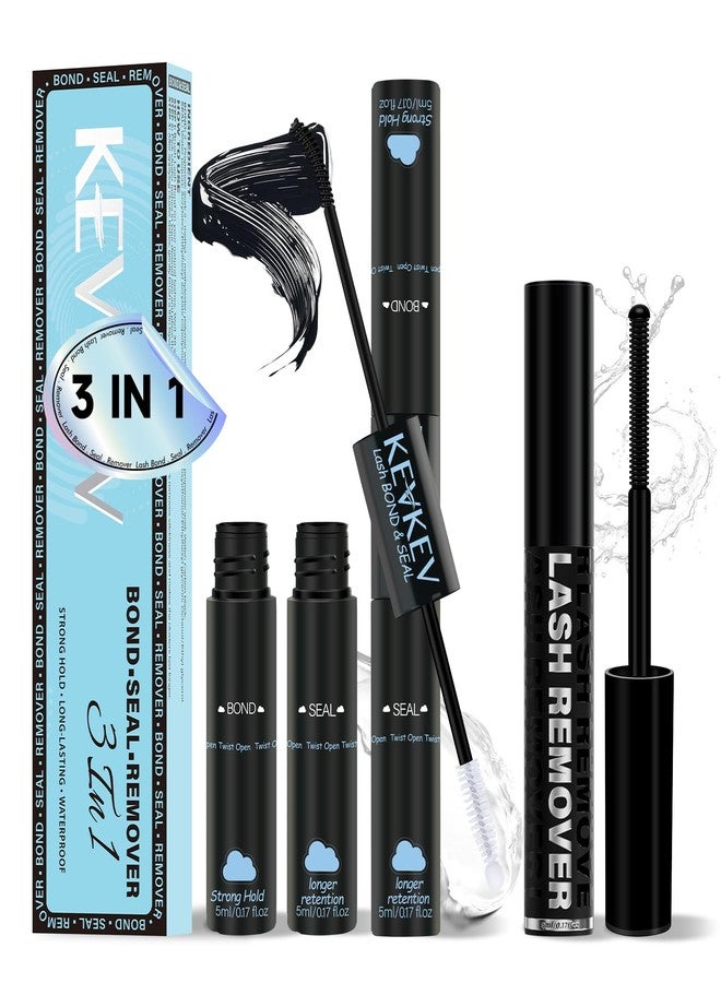 كيڤ كيڤ مزيل لاصق الرموش Lash Bond and Seal لتركيب الرموش الاصطناعية، طقم 3 في 1، لاصق قوي لتثبيت الرموش وإزالتها بلطف وسرعة، مزيل لتجمعات الرموش، تركيب الرموش الاصطناعية بنفسك في المنزل، سهل الاستخدام (10 مل + 5 مل) - Image 1